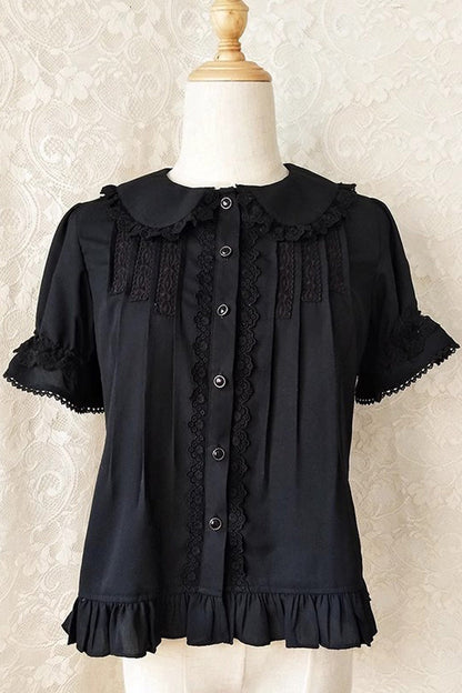 Punk T-Shirt - Doll Collar, 2 Colors, Lace Trim, Ruffled, Sweet Style - main product image