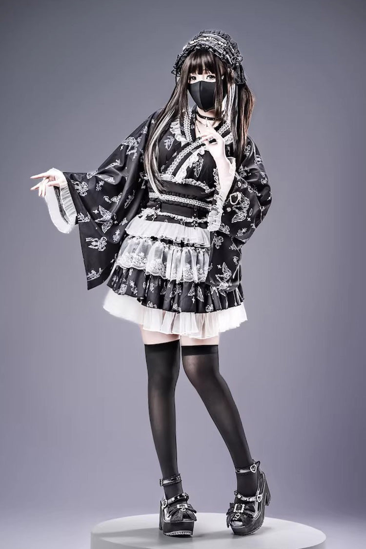 Punk T-Shirt - Jirai Kei, 3 Colors, Long Sleeves, Gothic Style, Lace Trim - additional product view 3