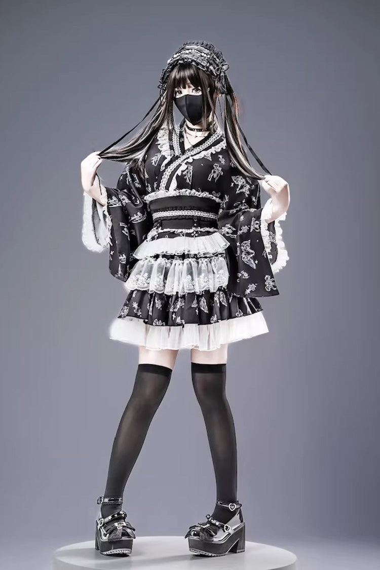 Punk T-Shirt - Jirai Kei, 3 Colors, Long Sleeves, Gothic Style, Lace Trim - additional product view 4