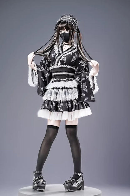 Punk T-Shirt - Jirai Kei, 3 Colors, Long Sleeves, Gothic Style, Lace Trim - additional product view 4