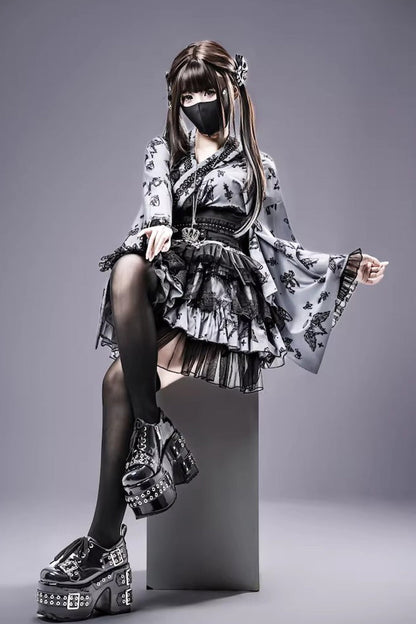 Punk T-Shirt - Jirai Kei, 3 Colors, Long Sleeves, Gothic Style, Lace Trim - additional product view 6