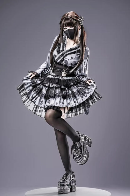 Punk T-Shirt - Jirai Kei, 3 Colors, Long Sleeves, Gothic Style, Lace Trim - additional product view 8