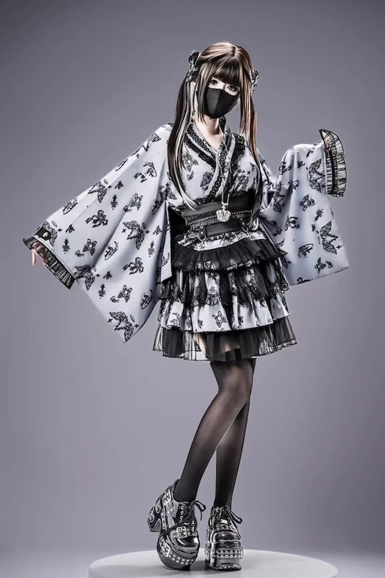 Punk T-Shirt - Jirai Kei, 3 Colors, Long Sleeves, Gothic Style, Lace Trim - additional product view 9