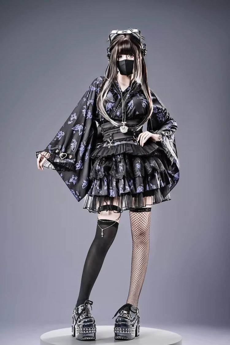 Punk T-Shirt - Jirai Kei, 3 Colors, Long Sleeves, Gothic Style, Lace Trim - additional product view 13