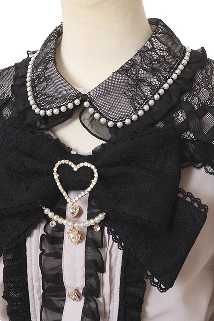 Punk T-Shirt - Lapel Collar Off Shoulder, 3 Colors, Sweet Style, Bow Detail - S Black / M Black / L Black option