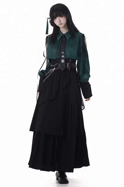Punk T-Shirt - Moonlight Flowing, 2 Colors, Long Length, Short Length, Gothic Style - additional product view 2