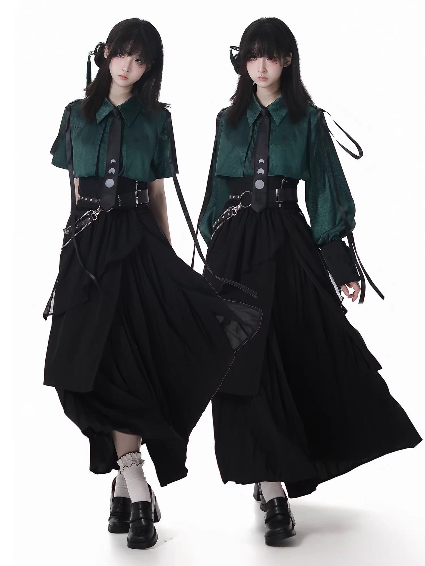 Punk T-Shirt - Moonlight Flowing, 2 Colors, Long Length, Short Length, Gothic Style - additional product view 3