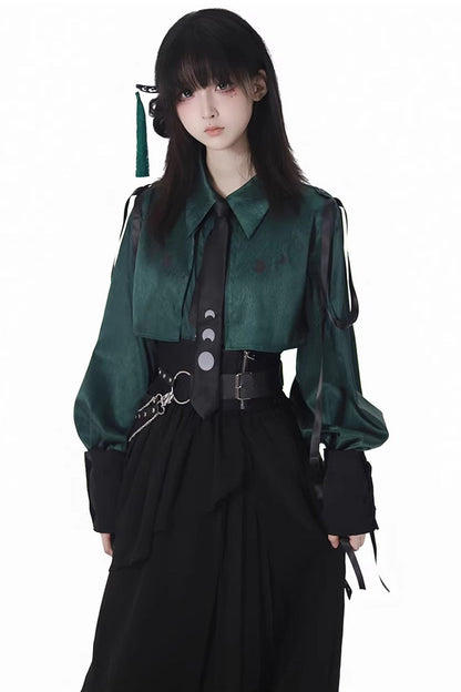 Punk T-Shirt - Moonlight Flowing, 2 Colors, Long Length, Short Length, Gothic Style - additional product view 6