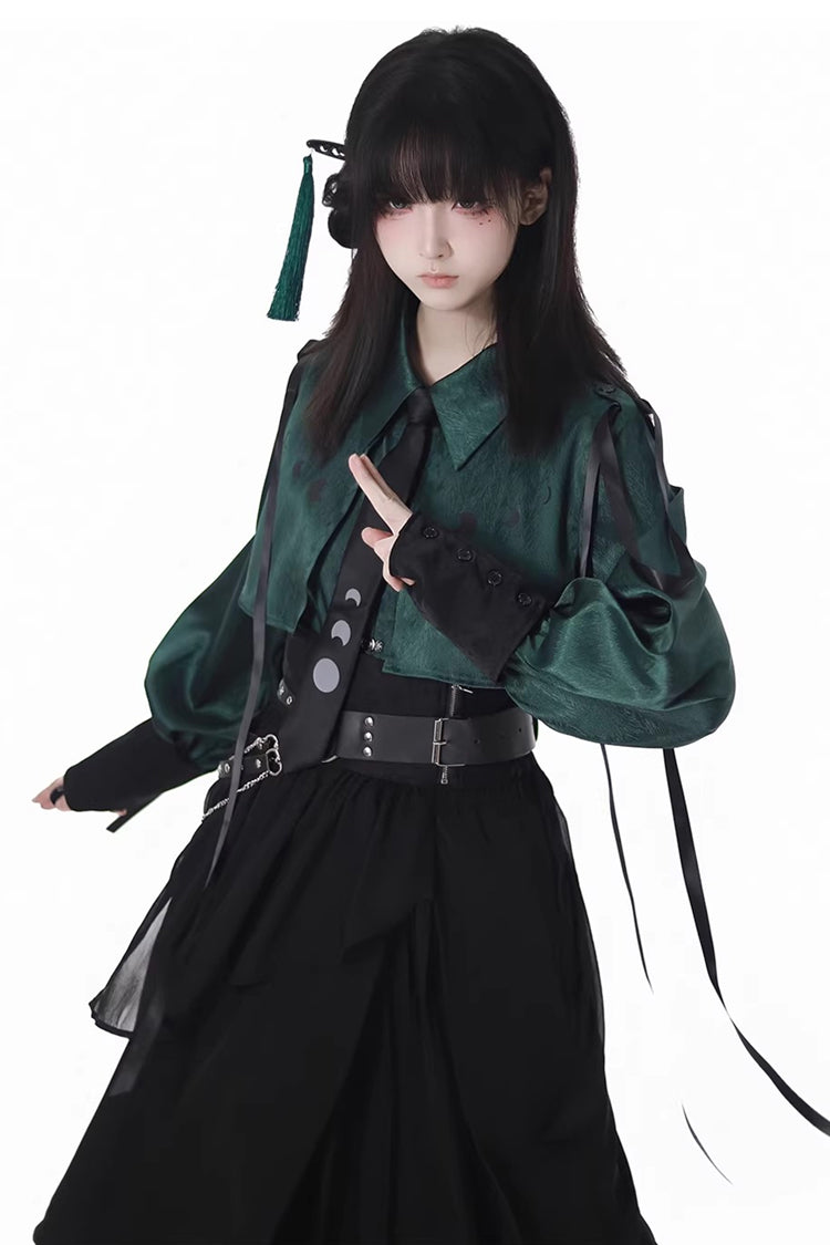 Punk T-Shirt - Moonlight Flowing, 2 Colors, Long Length, Short Length, Gothic Style - additional product view 7