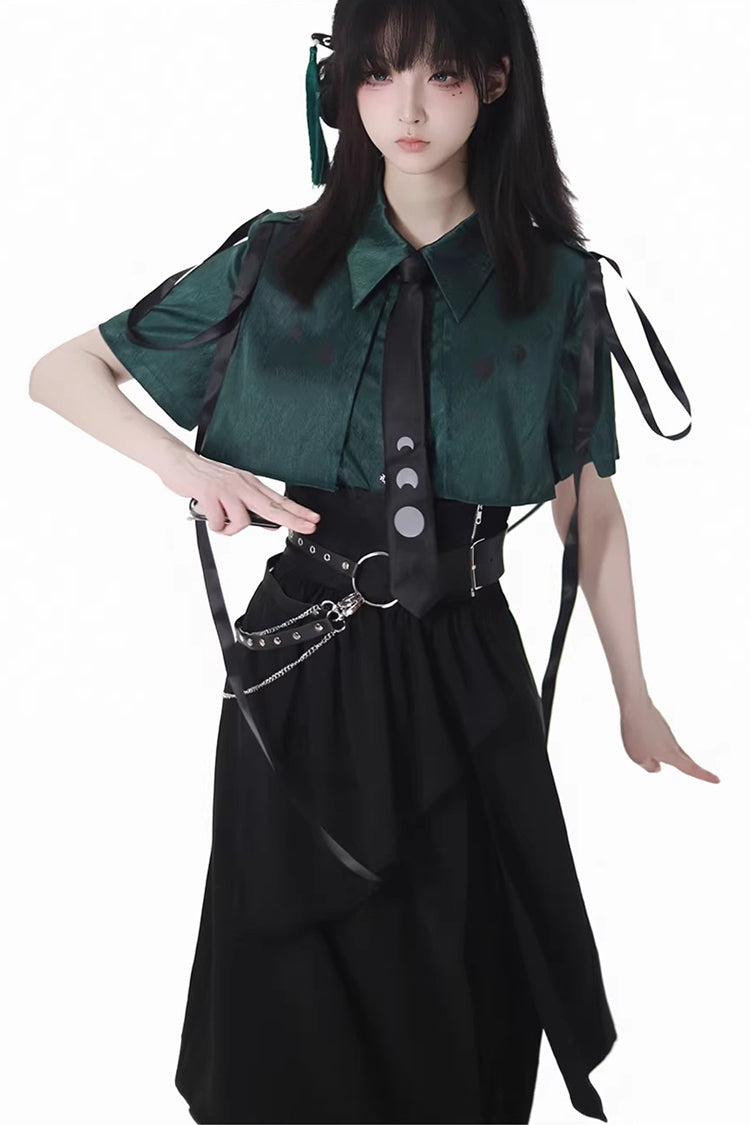 Punk T-Shirt - Moonlight Flowing, 2 Colors, Long Length, Short Length, Gothic Style - additional product view 8