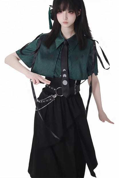 Punk T-Shirt - Moonlight Flowing, 2 Colors, Long Length, Short Length, Gothic Style - additional product view 8