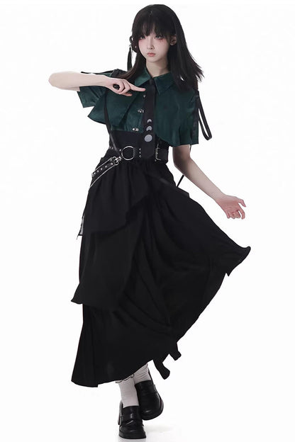 Punk T-Shirt - Moonlight Flowing, 2 Colors, Long Length, Short Length, Gothic Style - additional product view 9