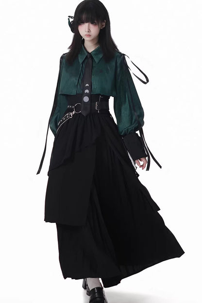 Punk T-Shirt - Moonlight Flowing, 2 Colors, Long Length, Short Length, Gothic Style - main product image