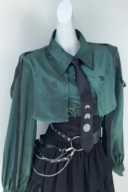 Punk T-Shirt - Moonlight Flowing, 2 Colors, Long Length, Short Length, Gothic Style - S Long-Sleeved Blouse / M Long-Sleeved Blouse / L Long-Sleeved Blouse option