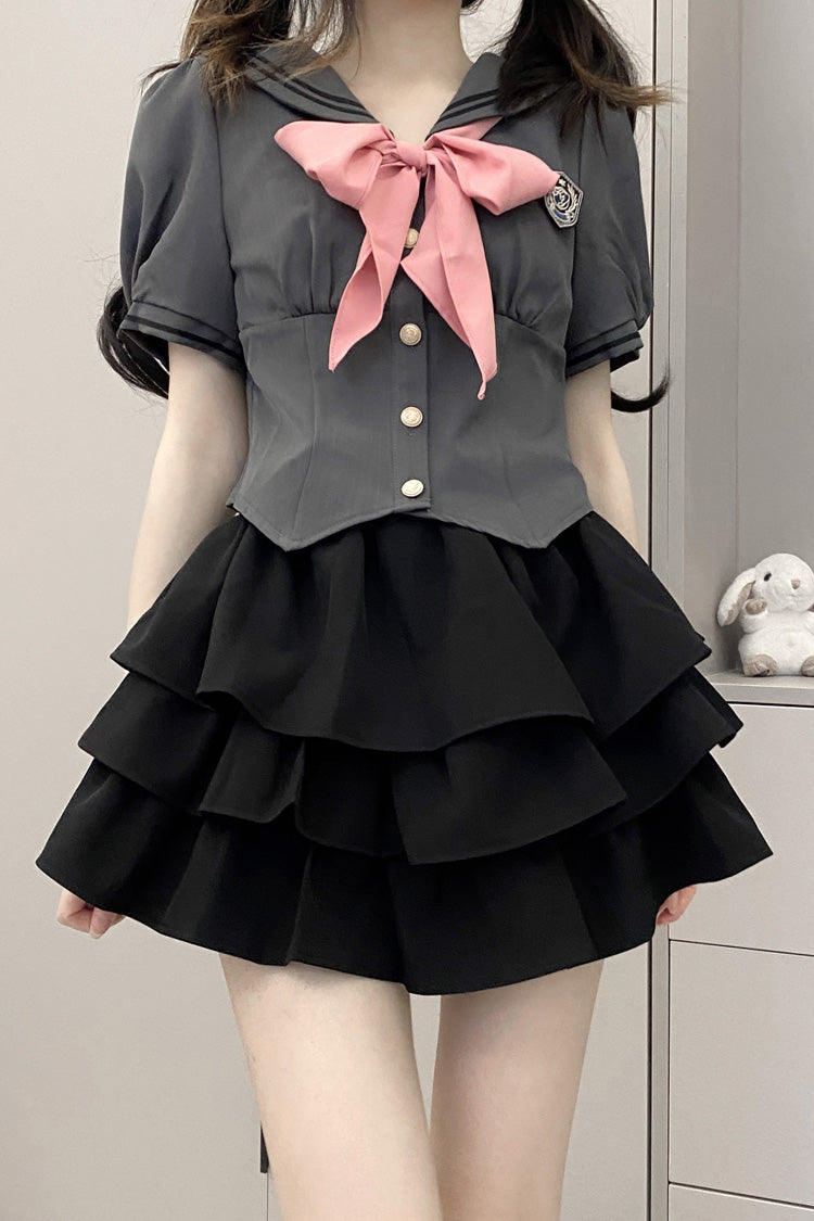Punk T-Shirt - Multi-layer Ruffle Bowknot, 4 Colors, Ruffled, Sweet Style, Bow Detail - S Black / M Black / L Black option