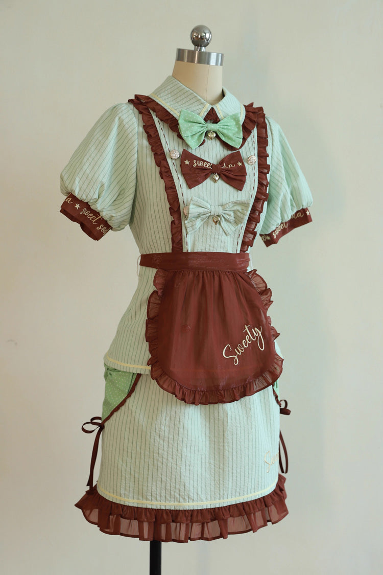 Punk T-Shirt - Sweet Soda, Green, Bow Detail, Lace Trim, Ruffled - main product image