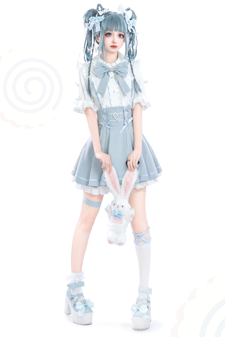 Punk T-Shirt - White/blue, 2 Colors, Ruffled - Gothic Layering Piece - additional product view 3
