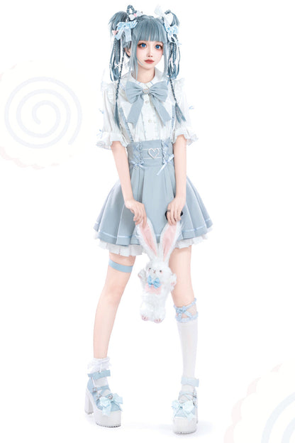 Punk T-Shirt - White/blue, 2 Colors, Ruffled - Gothic Layering Piece - additional product view 3