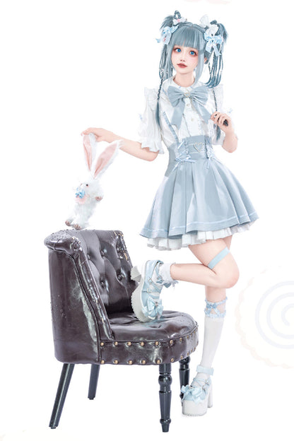 Punk T-Shirt - White/blue, 2 Colors, Ruffled - Gothic Layering Piece - additional product view 4