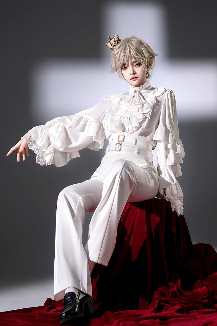 Punk Trousers - Day And Night Song, White, Ruffled, Long Sleeves, Gothic Style - additional product view 2