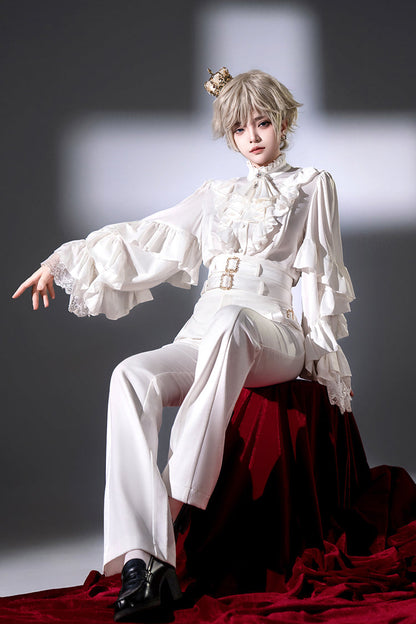 Punk Trousers - Day And Night Song, White, Ruffled, Long Sleeves, Gothic Style - additional product view 2