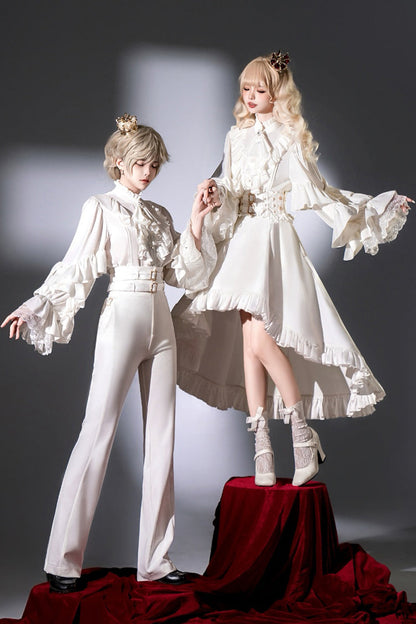 Punk Trousers - Day And Night Song, White, Ruffled, Long Sleeves, Gothic Style - additional product view 3