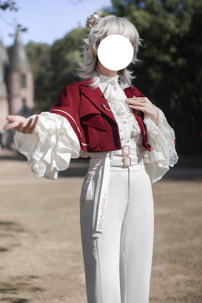 Punk Trousers - Day And Night Song, White, Ruffled, Long Sleeves, Gothic Style - additional product view 12