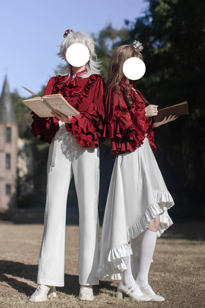 Punk Trousers - Day And Night Song, White, Ruffled, Long Sleeves, Gothic Style - additional product view 17