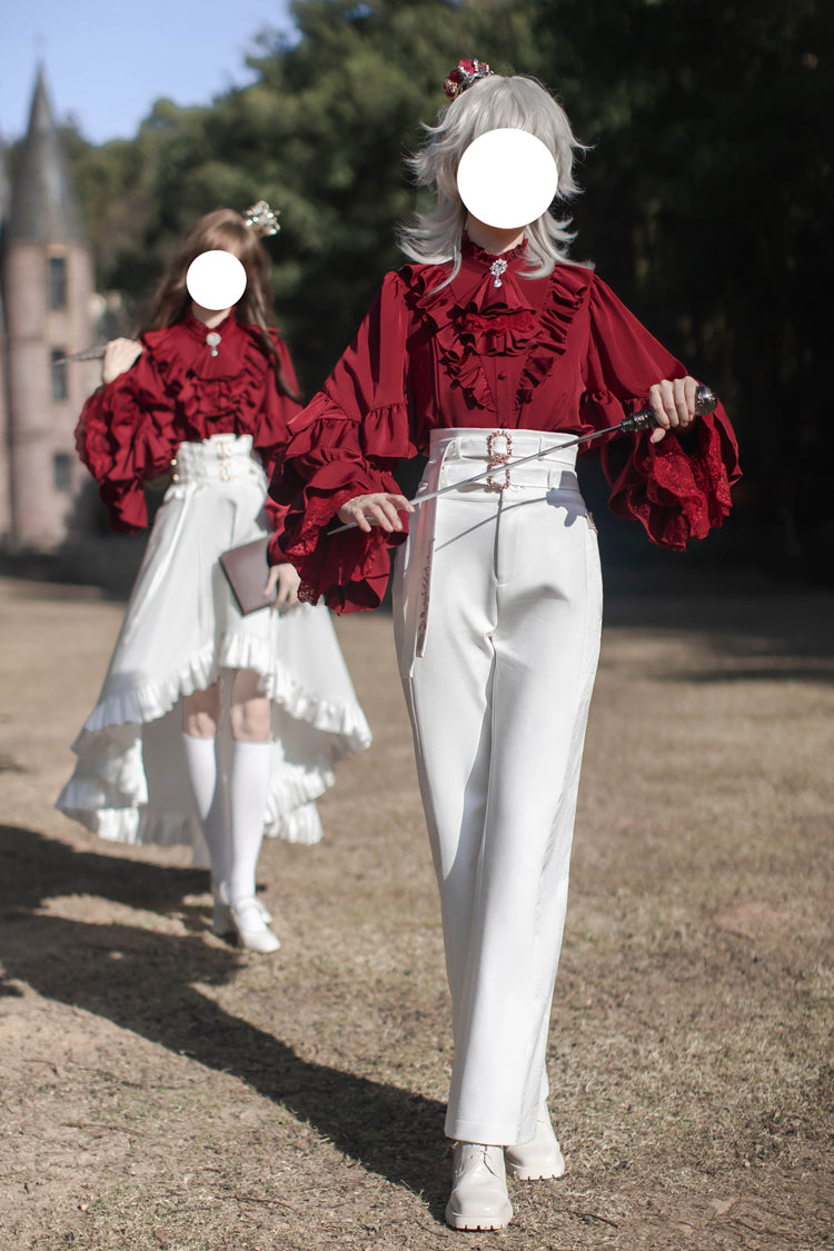 Punk Trousers - Day And Night Song, White, Ruffled, Long Sleeves, Gothic Style - additional product view 18