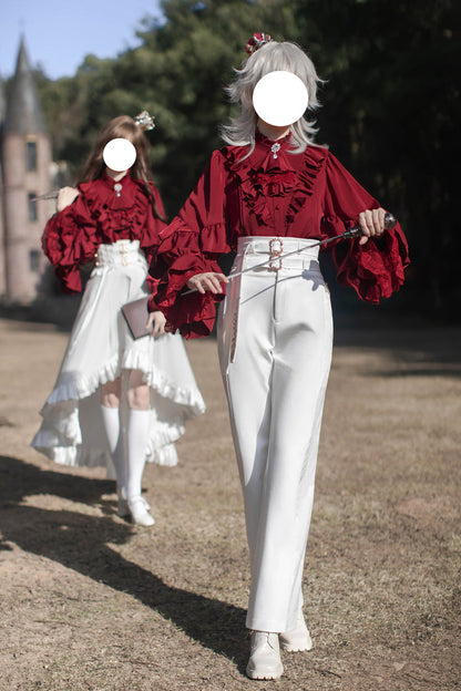 Punk Trousers - Day And Night Song, White, Ruffled, Long Sleeves, Gothic Style - additional product view 18