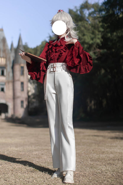 Punk Trousers - Day And Night Song, White, Ruffled, Long Sleeves, Gothic Style - additional product view 19
