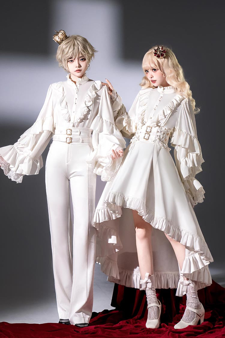 Punk Trousers - Day And Night Song, White, Ruffled, Long Sleeves, Gothic Style - main product image