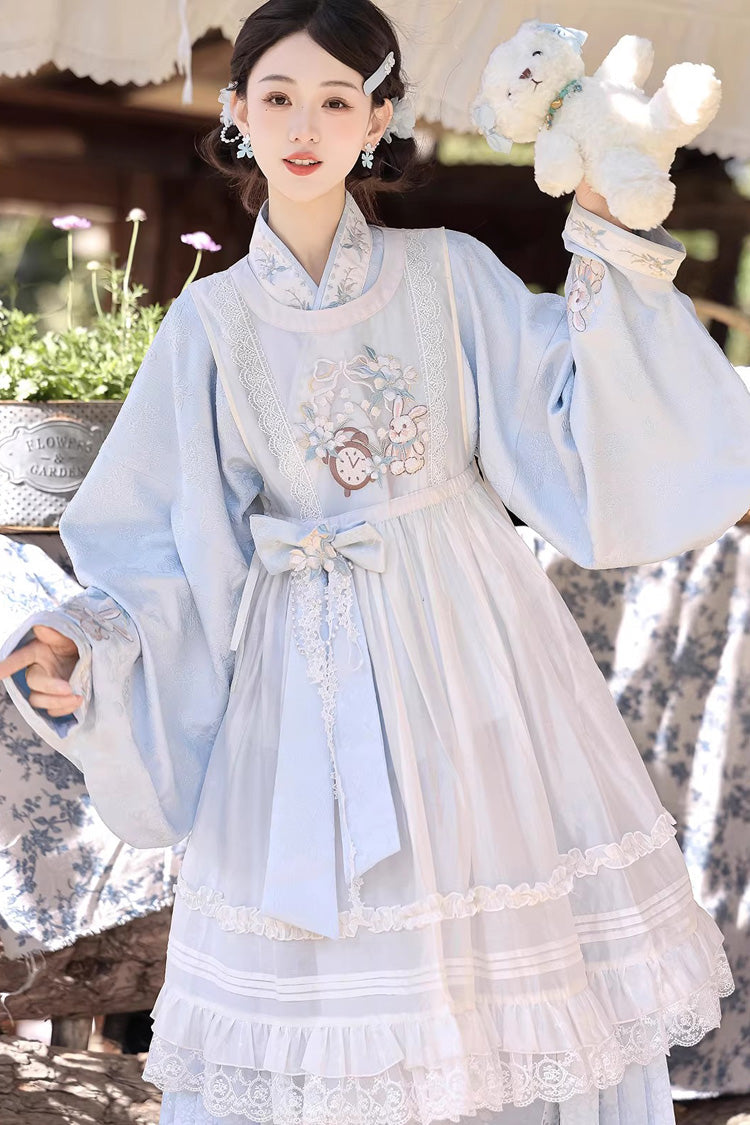 Ruffled Lolita Skirt - Alice In The Illusion, Blue, Stand Collar, Printed - additional product view 10