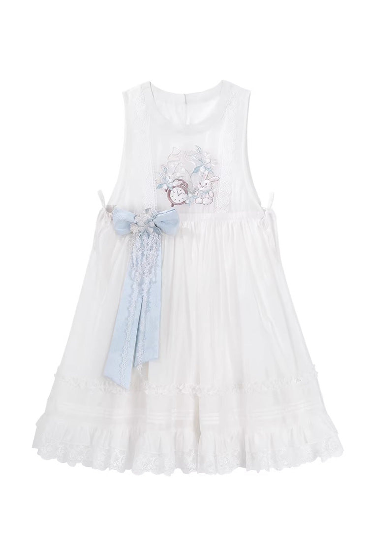 Ruffled Lolita Skirt - Alice In The Illusion, Blue, Stand Collar, Printed - S Apron-Skirt(Only) / M Apron-Skirt(Only) / L Apron-Skirt(Only) option
