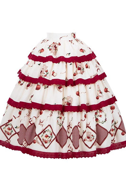 Ruffled Lolita Skirt - Apple Orchard, 2 Colors, Long Length, Layered, Sweet Style - additional product view 5