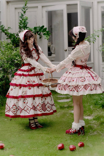 Ruffled Lolita Skirt - Apple Orchard, 2 Colors, Long Length, Layered, Sweet Style - additional product view 8