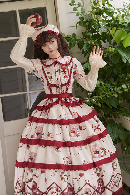 Ruffled Lolita Skirt - Apple Orchard, 2 Colors, Long Length, Layered, Sweet Style - additional product view 11