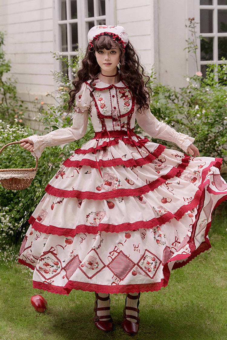 Ruffled Lolita Skirt - Apple Orchard, 2 Colors, Long Length, Layered, Sweet Style - main product image