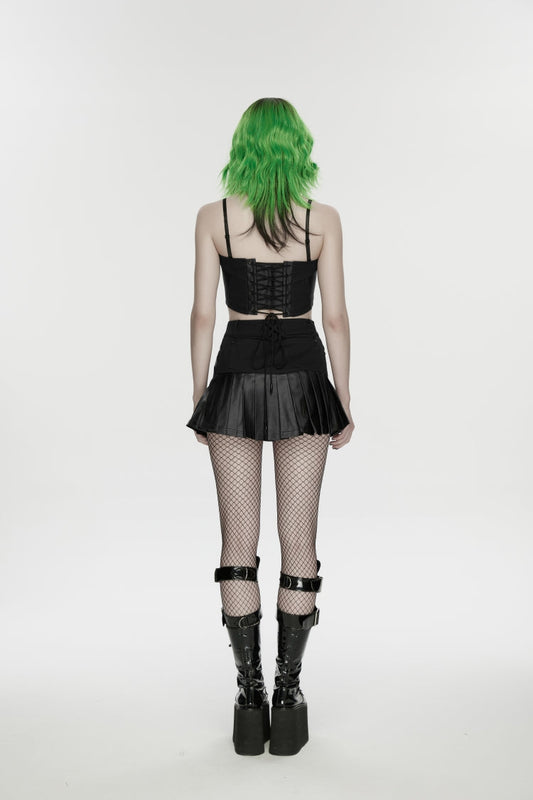 Ruffled Lolita Skirt - Asymmetric Buckled Pleated, Black, Pleated, Buckle Detail - additional product view 2