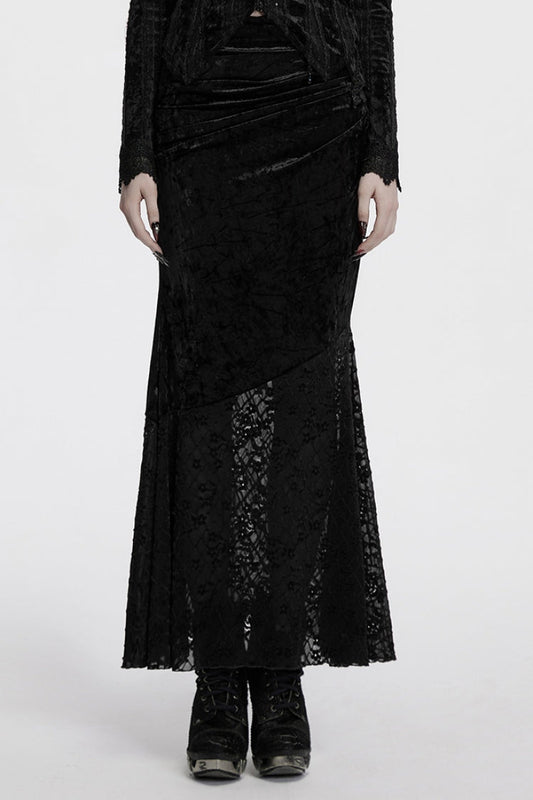 Ruffled Lolita Skirt - Batwing Hollow, Black, Women's Style, Embroidered, Gothic Style - main product image