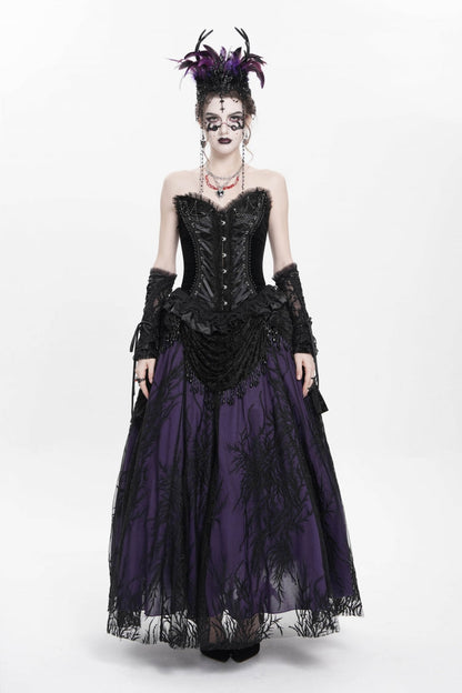 Ruffled Lolita Skirt - Black/purple Floral, 2 Colors, Long Length, Women's Style - additional product view 7