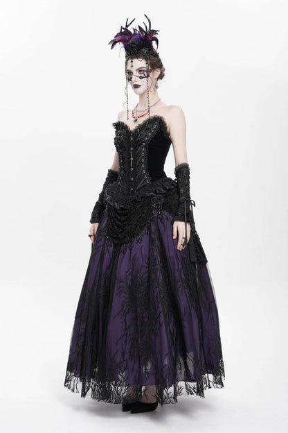 Ruffled Lolita Skirt - Black/purple Floral, 2 Colors, Long Length, Women's Style - additional product view 8