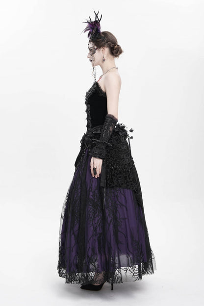 Ruffled Lolita Skirt - Black/purple Floral, 2 Colors, Long Length, Women's Style - additional product view 9