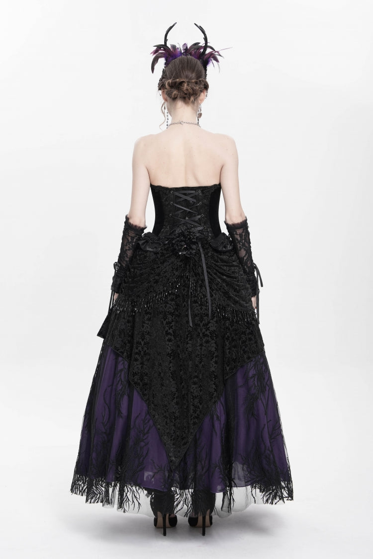 Ruffled Lolita Skirt - Black/purple Floral, 2 Colors, Long Length, Women's Style - additional product view 10
