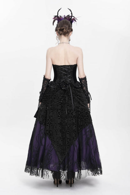 Ruffled Lolita Skirt - Black/purple Floral, 2 Colors, Long Length, Women's Style - additional product view 10