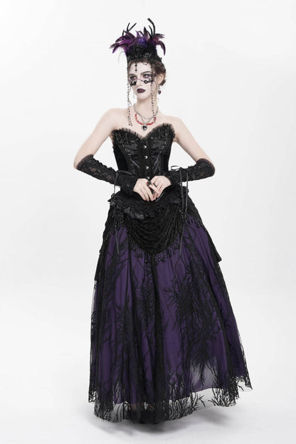 Ruffled Lolita Skirt - Black/purple Floral, 2 Colors, Long Length, Women's Style - additional product view 11