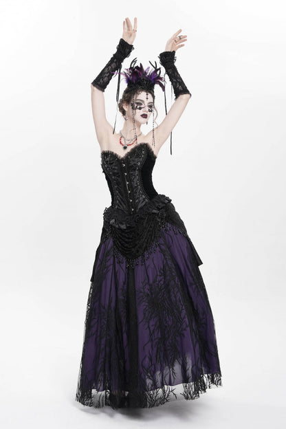 Ruffled Lolita Skirt - Black/purple Floral, 2 Colors, Long Length, Women's Style - additional product view 12