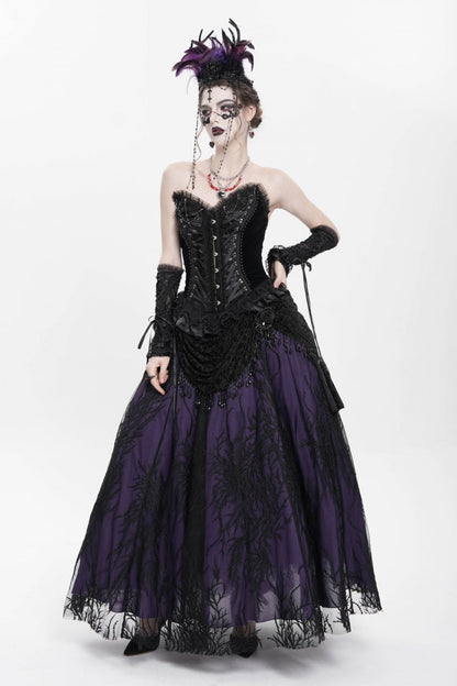 Ruffled Lolita Skirt - Black/purple Floral, 2 Colors, Long Length, Women's Style - additional product view 13