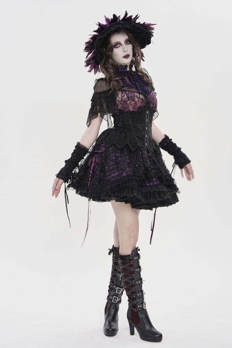Ruffled Lolita Skirt - Black/purple Multi-layered, 2 Colors, Women's Style, Gothic Style - additional product view 2