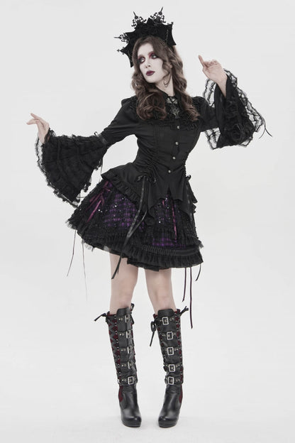 Ruffled Lolita Skirt - Black/purple Multi-layered, 2 Colors, Women's Style, Gothic Style - additional product view 3